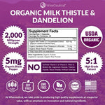 Wiseceutical Milk Thistle and Dandelion capsules supplement facts and ingredient list label view
