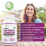 Wiseceutical imported USA liver and kidney support supplement bottle side description