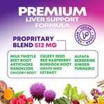 Close up of the supplement facts panel for the gentle liver cleanse and repair veggie capsules