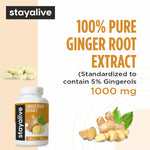 Side view of Stay Alive 10 to 1 concentrated ginger supplement label.