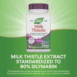 Side view of Nature's Way Milk Thistle dietary supplement highlighting non-GMO project verification