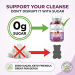 Close up of the sugar free and gelatin free seal on Purify Life liver repair bottle