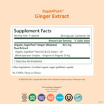 Pure Synergy ginger supplement bottle displaying certified organic and non-GMO labels