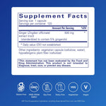Pure Encapsulations Ginger Extract supplement facts and ingredient label showcasing standardized 5 percent gingerols