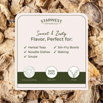 Starwest Botanicals bulk herb bag highlighting the Kosher and organic certification labels.