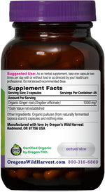 Oregon's Wild Harvest Ginger herbal supplement supplement facts panel and ingredient list detail