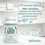 Vital Nutritive Liver Support container showing serving sizes for the 30 day supply program