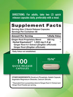 Nature's Truth traditional ginger root herbal supplement back label ingredients