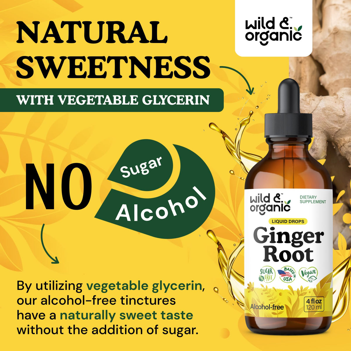 Premium imported USA ginger root liquid tincture for natural nausea relief