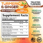 Nature's Nutrition Turmeric Curcumin supplement panel displaying 1950 mg ingredient breakdown