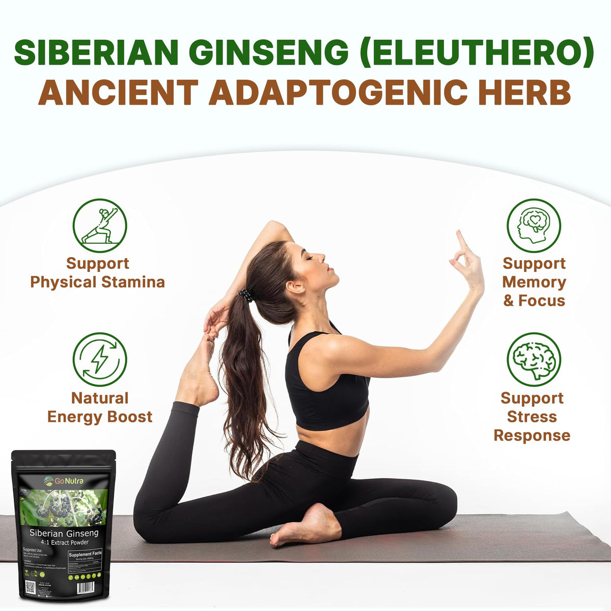 Go Nutra 16 Ounce Eleuthero root extract supplement bottle