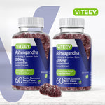 Close up of Viteey Ashwagandha Gummy supplement bottle
