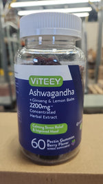 Back view of Viteey Ashwagandha supplement packaging