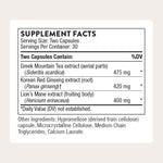 Thorne Ginseng Plus supplement facts label