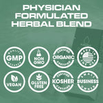 Close up of Drop Rx Focus herbal liquid supplement packaging