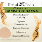 Herbal Roots Korean Ginseng ingredient label detail