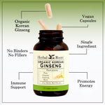 Herbal Roots ginseng supplement bottle side view