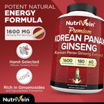 Group shot of Nutrivein Korean Red Panax Ginseng 180 count bottles