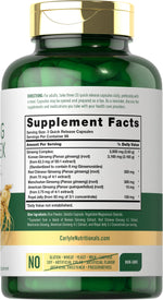 Carlyle Ginseng Complex 200 capsules supplement label details