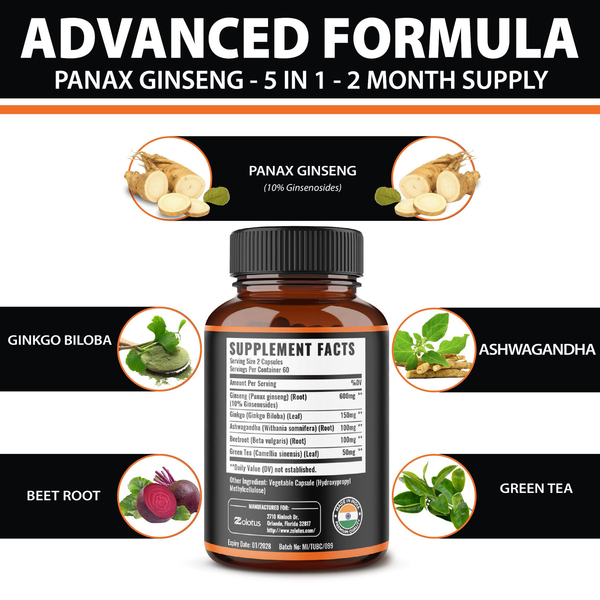 Natural energy support supplement 120 count