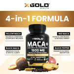 Organic Peruvian Black Red and Yellow Maca blend capsules