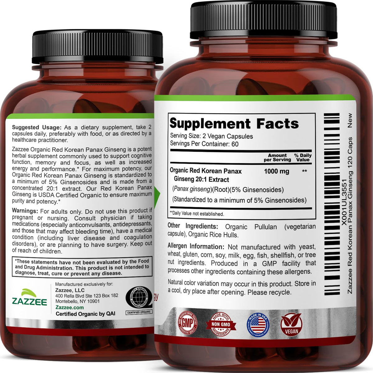 Packaging of Zazzee Red Korean Panax Ginseng for Indian consumers