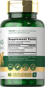 Carlyle American Ginseng 1200mg supplement label details