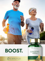 Back label of Carlyle Ginseng supplement showing ingredients and usage