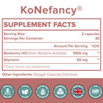KoNefancy Berberine HCL supplement facts and ingredient label close up detail