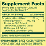 Close up of Spring Valley immune health dietary supplement capsules on a clean background