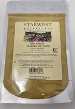 Starwest Botanicals Goldenseal Root Powder product label showing botanical name