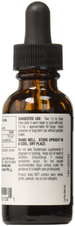 Oregons Wild Harvest organic goldenseal root tincture label showing USDA certified organic seal
