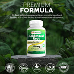 Best Naturals Goldenseal Root herbal supplement packaging displaying quality manufacturing standards