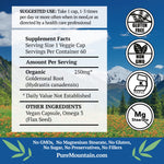 Pure Mountain Botanicals goldenseal capsules supplement label facts displaying ingredient panel