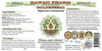 Hawaii Pharm Goldenseal liquid extract packaging details displaying natural ingredients list