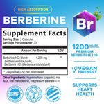 Nature's Nutrition Berberine HCL 60 veggie capsules nutritional supplement label facts