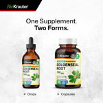 Bio Krauter Goldenseal dietary supplement back label indicating vegan formula details