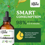 Wild And Organic Goldenseal tincture showing vegan label