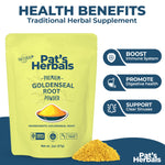 Back of Pat's Herbals Goldenseal bag showing nutritional information and serving size