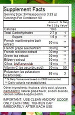 FrenchGlory OPC90 300 gram supplement nutritional label view