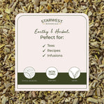 Back label of Starwest Botanicals Oregon Grape Root showing ingredients