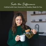 Preparation of Oregon Grape Root herbal tea in a glass cup