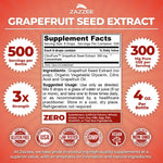 Zazzee triple strength grapefruit seed extract supplement label details