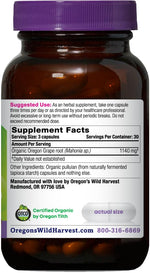 Organic Oregon grape root capsules for digestive support back view