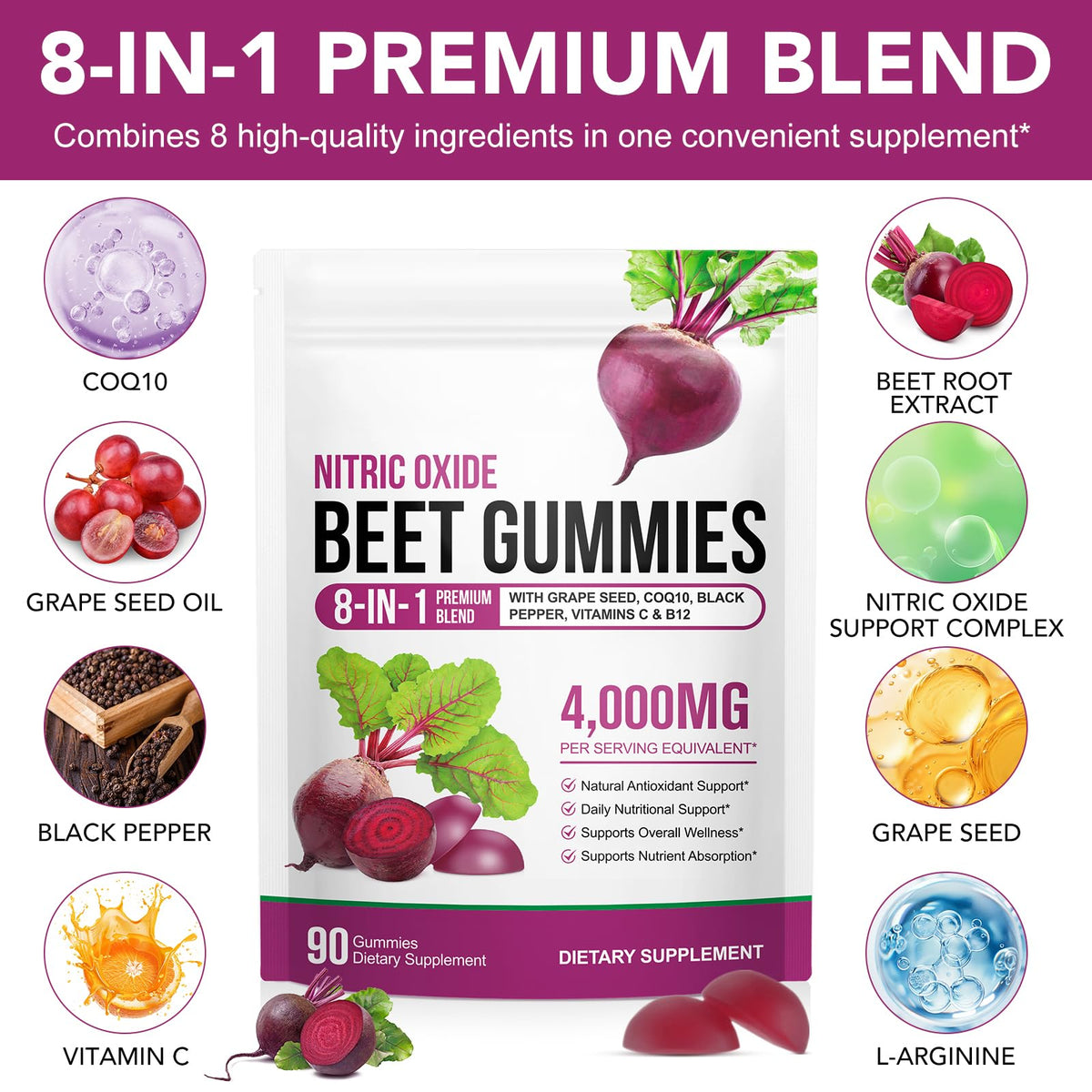 Echteyun beet gummies texture and berry flavor indicator