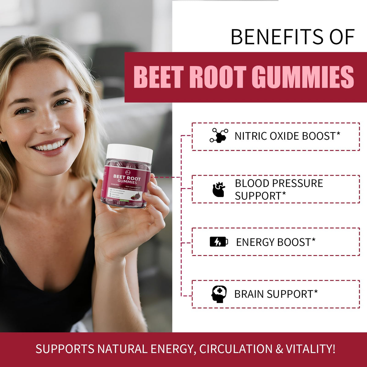 Back of M Inch beet root supplement bottle showing ingredient list