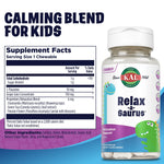 KAL Relax a Saurus grape flavor 30 chewables nutritional information label