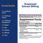 Back label of authentic Puritan's Pride Grapeseed Extract bottle