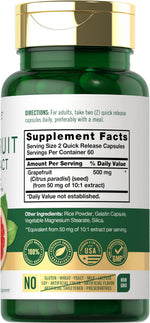 Carlyle Grapefruit Seed Extract 120 capsules label detail