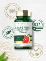 Back of Carlyle Grapefruit Seed Extract bottle showing supplement facts